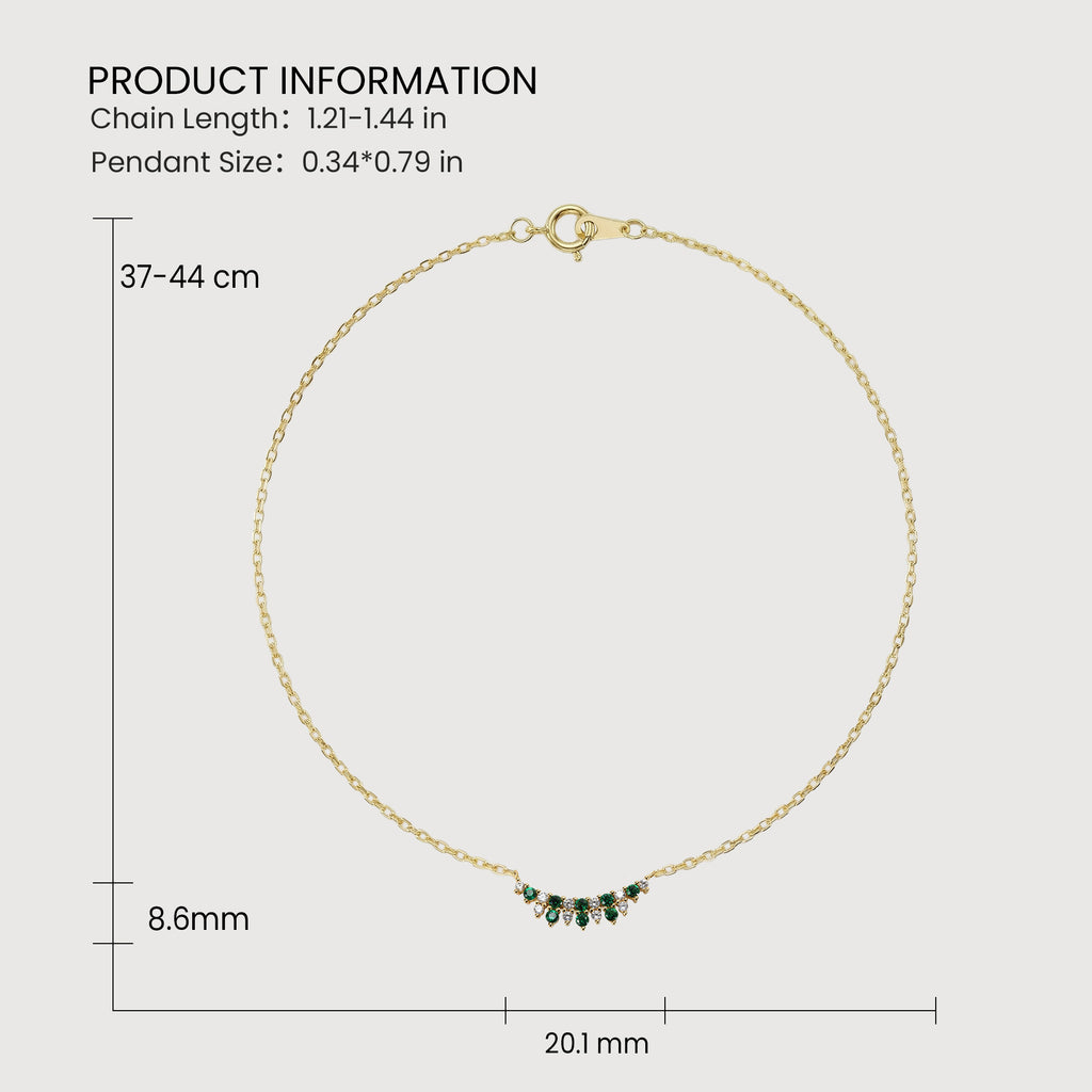 Collar de barra de esmeraldas y diamantes