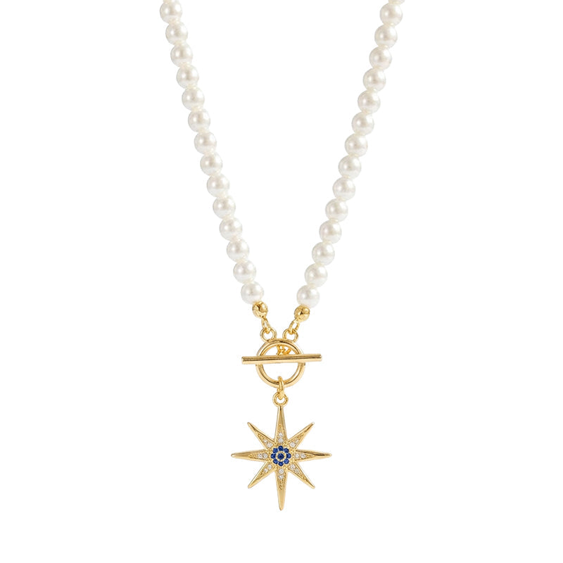 Pearl Chain Star Pendant Necklace