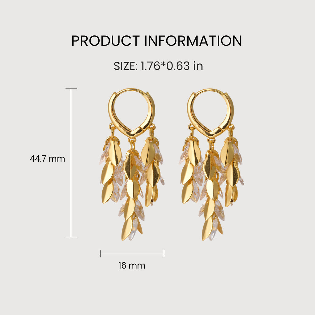 Pendientes de aro con flecos dorados