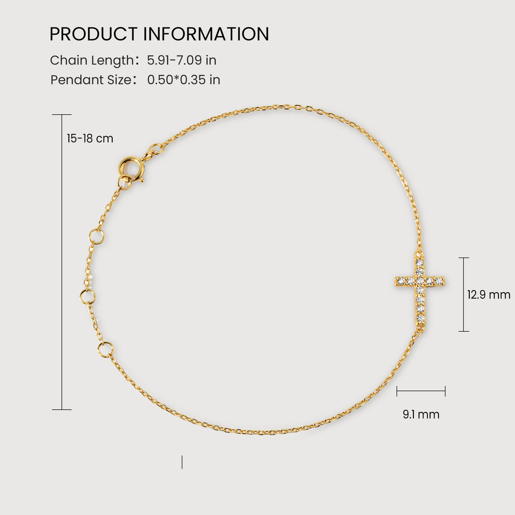 Elegante pulsera de circón con cruz