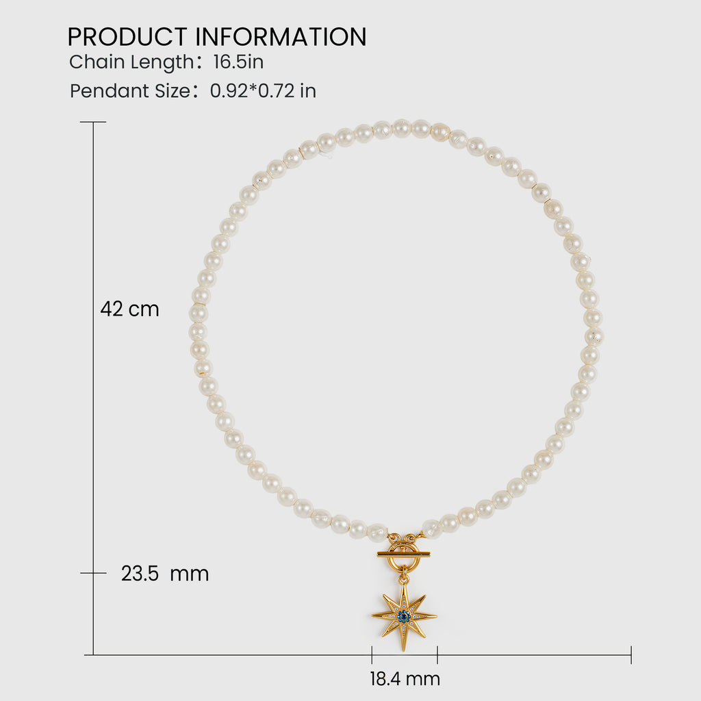 Elegante Collar de Perlas con Dije de Estrella