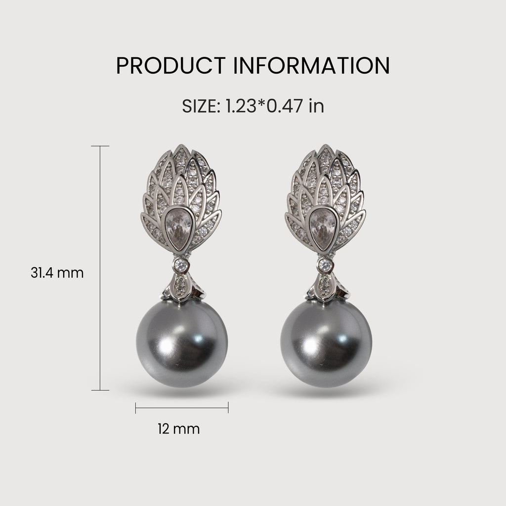 Pearl Leaf Drop Earrings