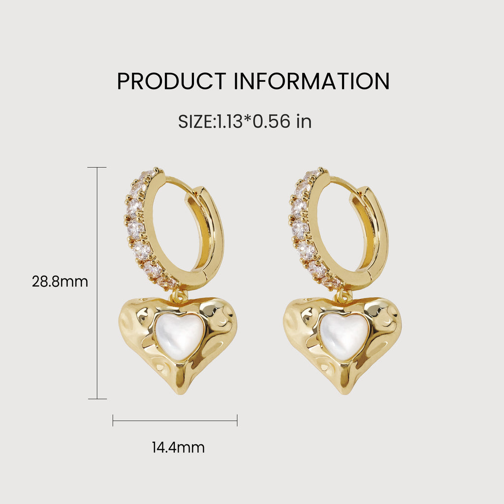 Zirconia Heart Drop Hoops