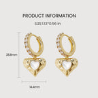 Zirconia Heart Drop Hoops