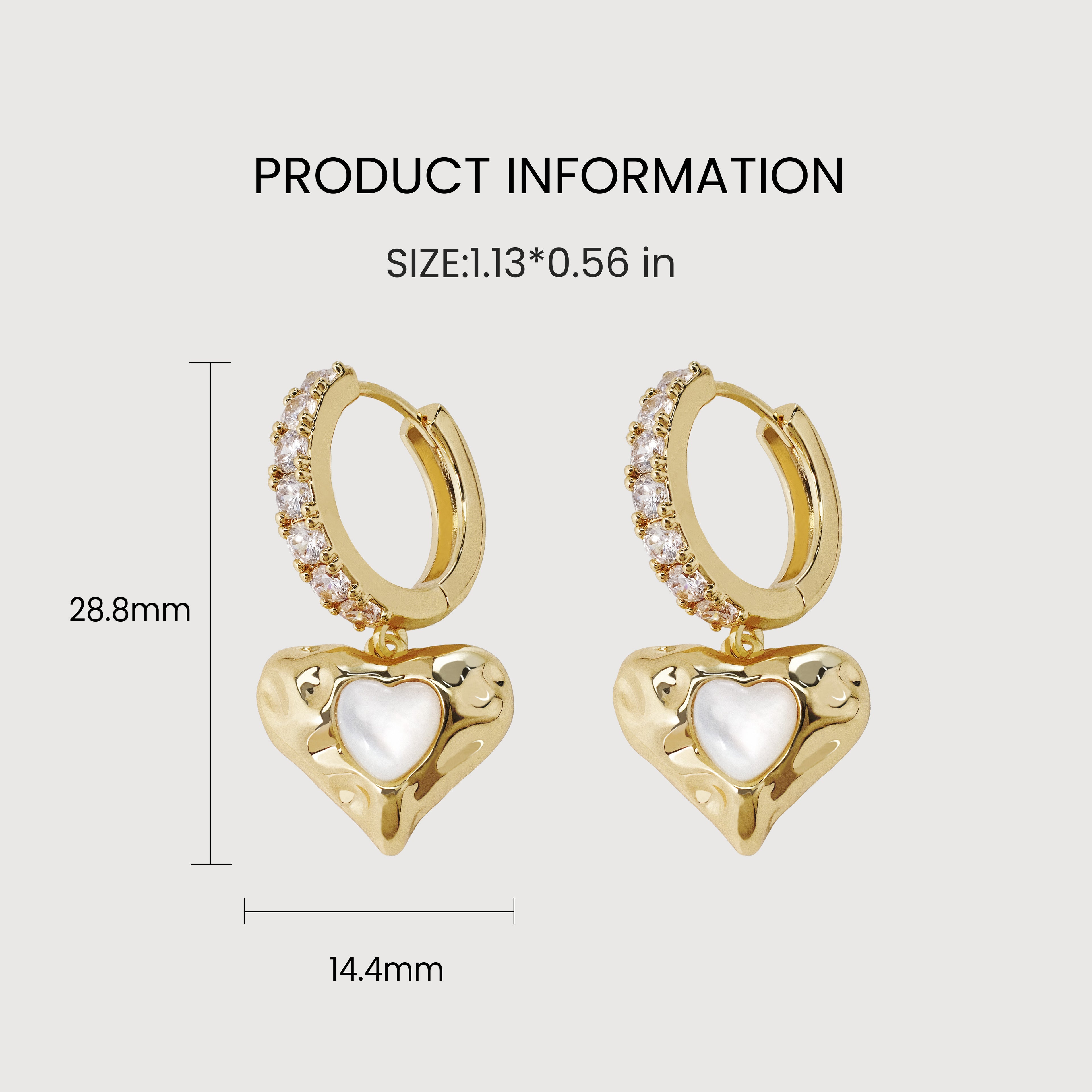 Zirconia Heart Drop Hoops