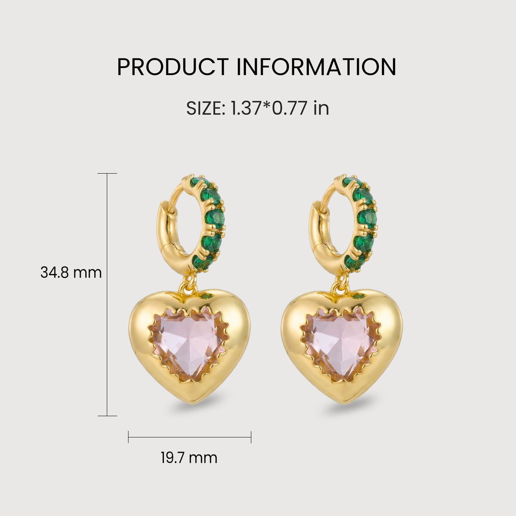 Pendientes colgantes de corazón dorado