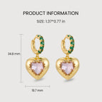 Pendientes colgantes de corazón dorado