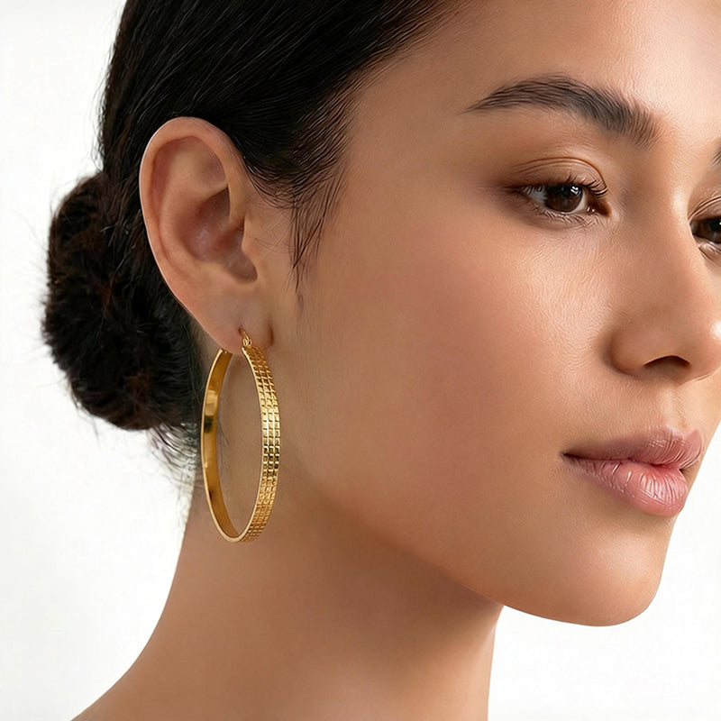 Textured Gold Hoop Earrings