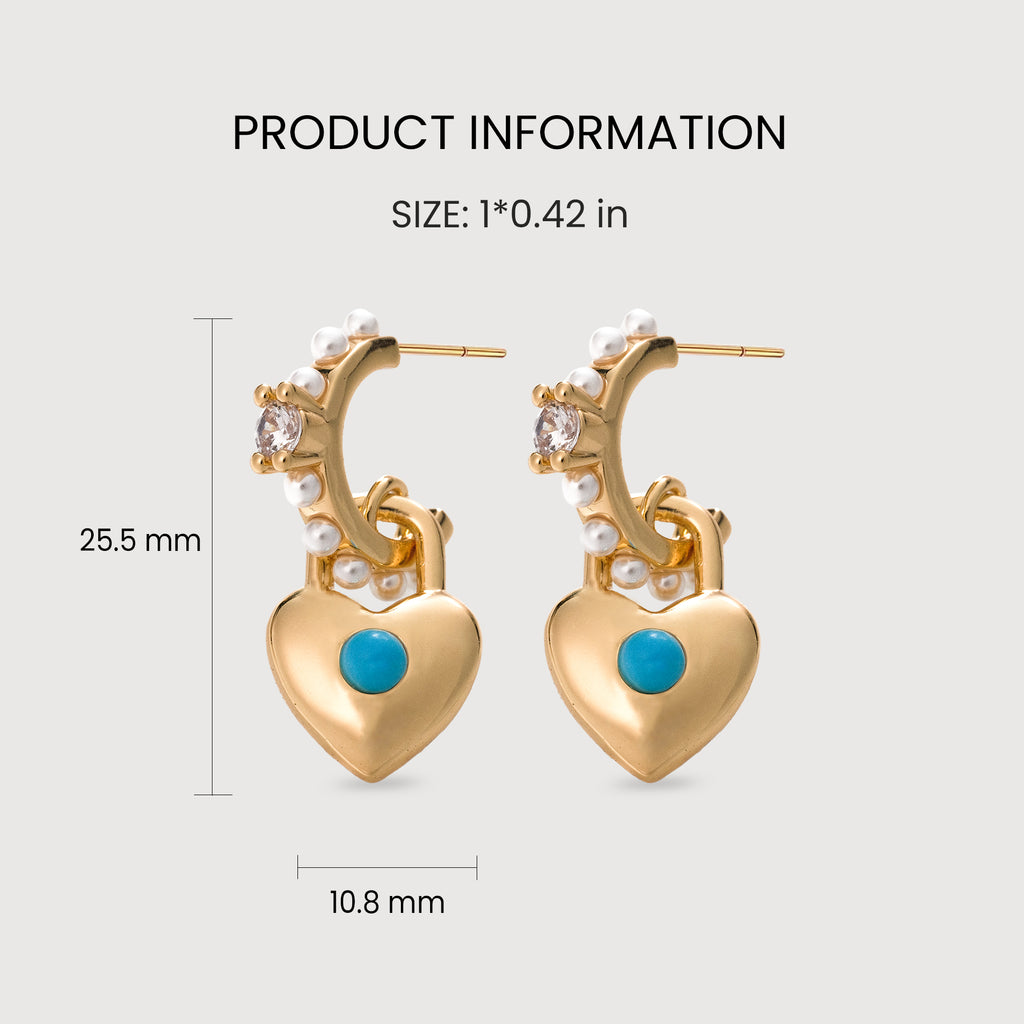 Pendientes de Perlas con Corazón Turquesa
