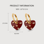 Pendientes de aro de corazón rojo