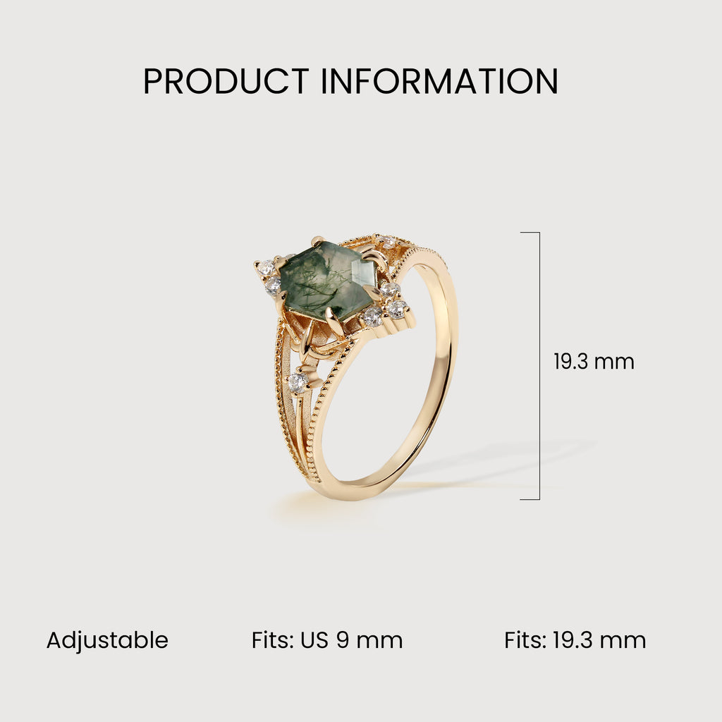 Anillo de ágata verdosa