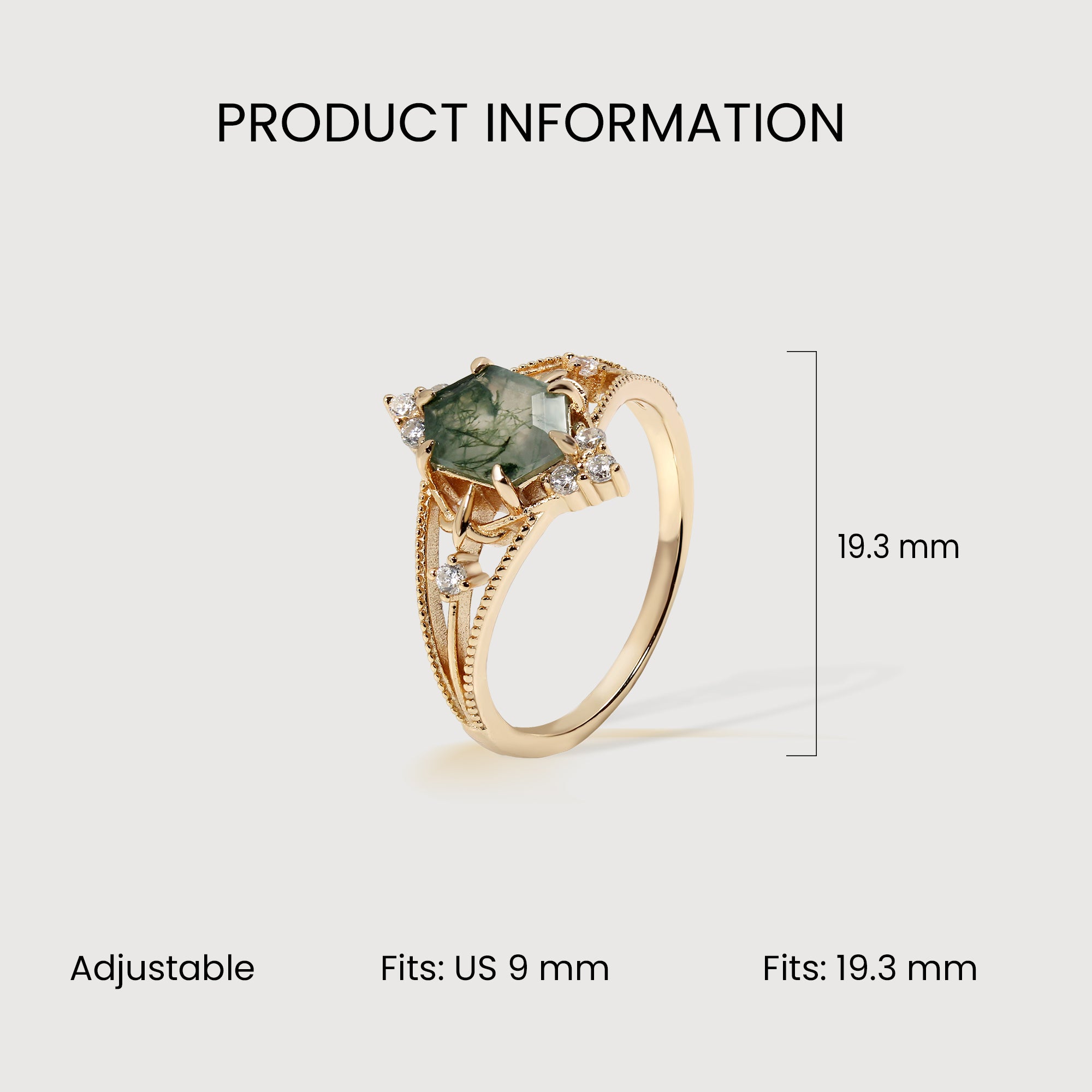 Anillo de ágata verdosa
