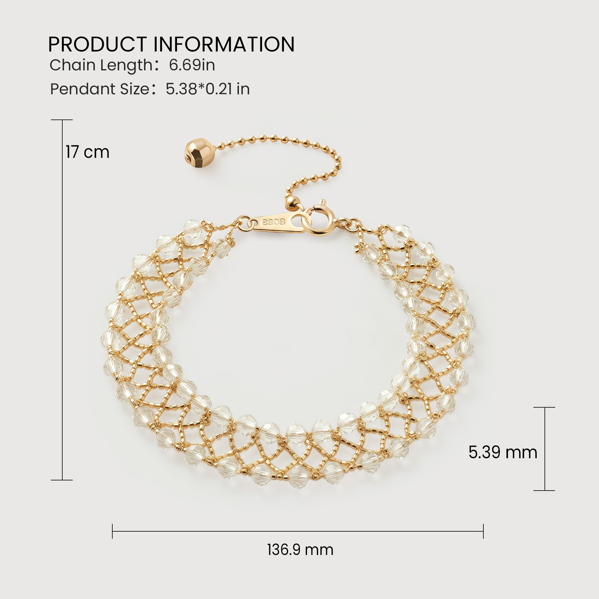 Pulsera de barra de oro y circonitas cúbicas