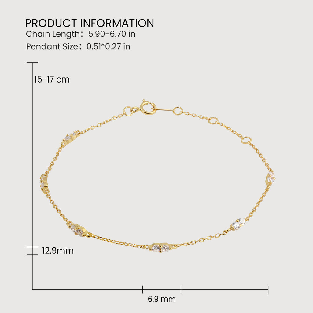 Pulsera elegante de circonitas con engaste biselado