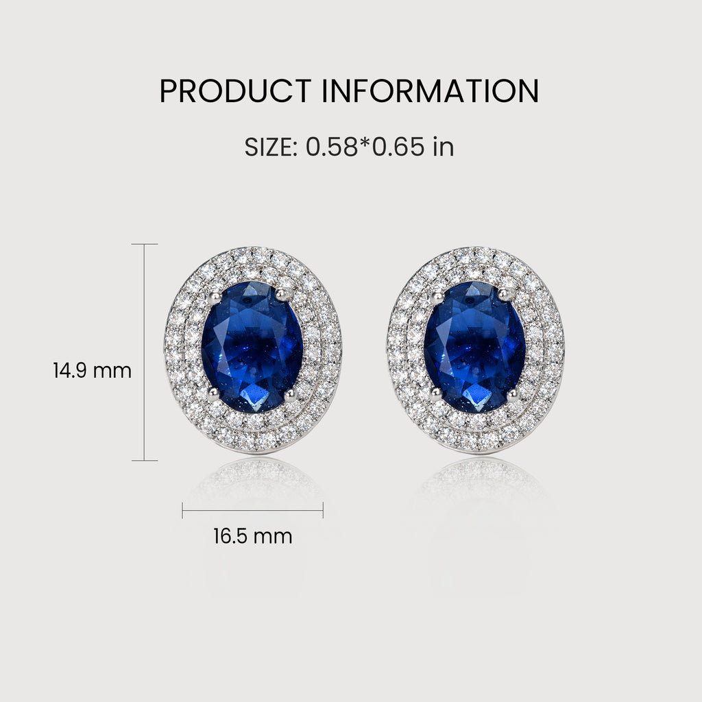 Pendientes de botón ovalados Halo azules