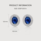 Pendientes de botón ovalados Halo azules