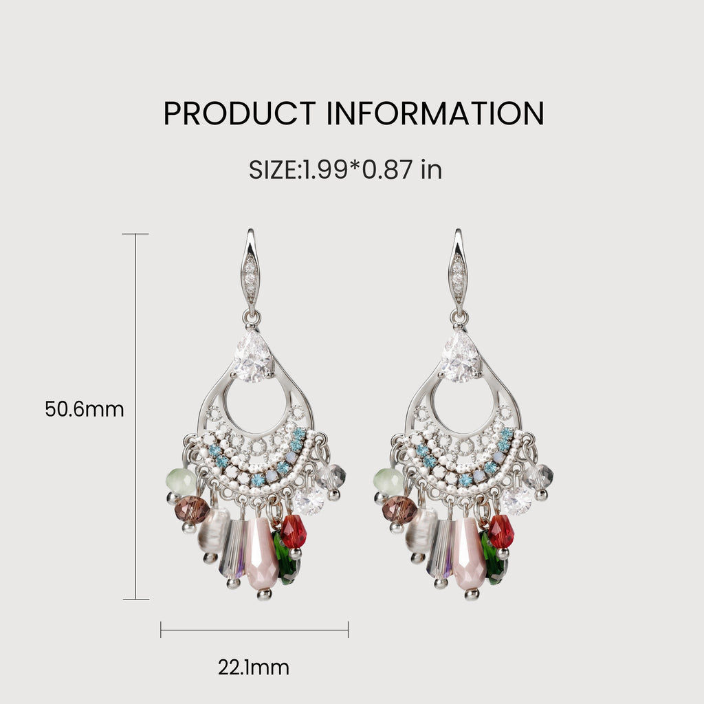 Pendientes colgantes de cristal con dije