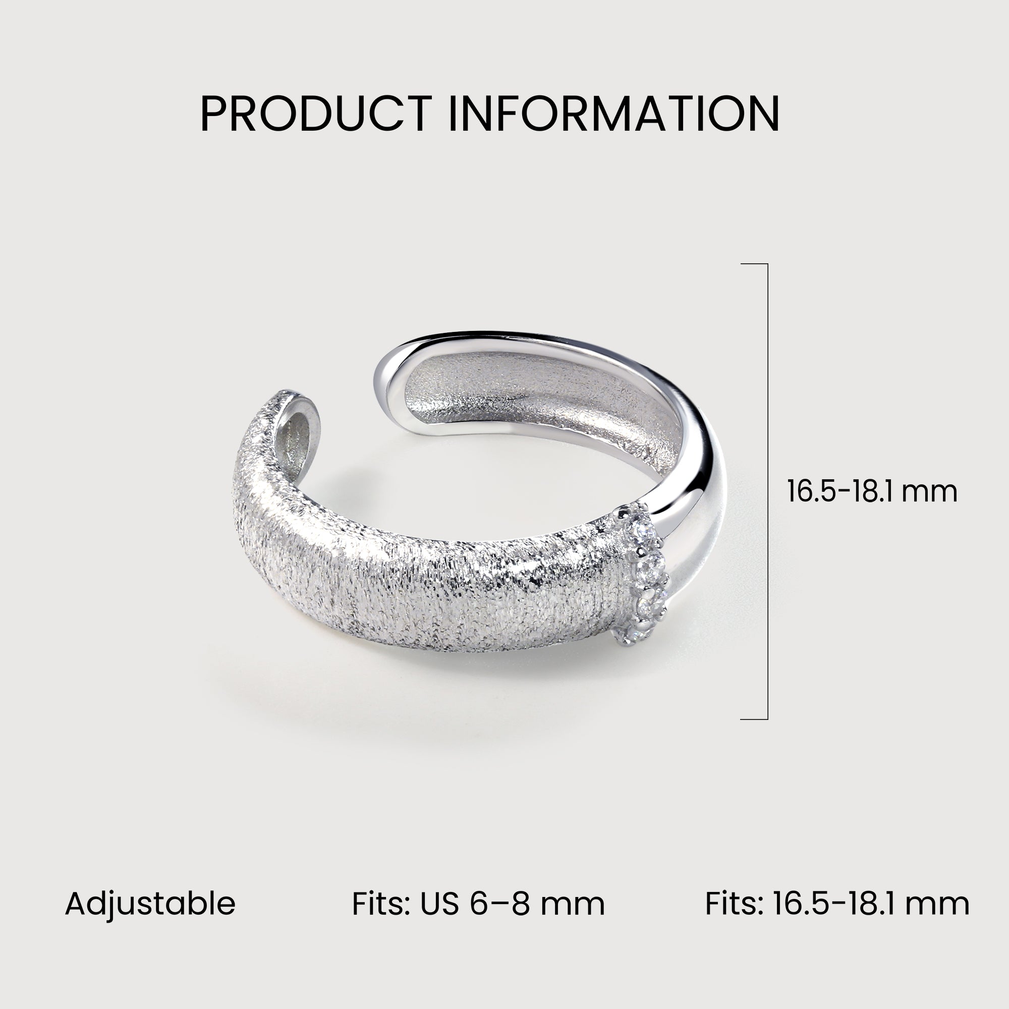 Anillo Abierto Texturizado de Circonitas
