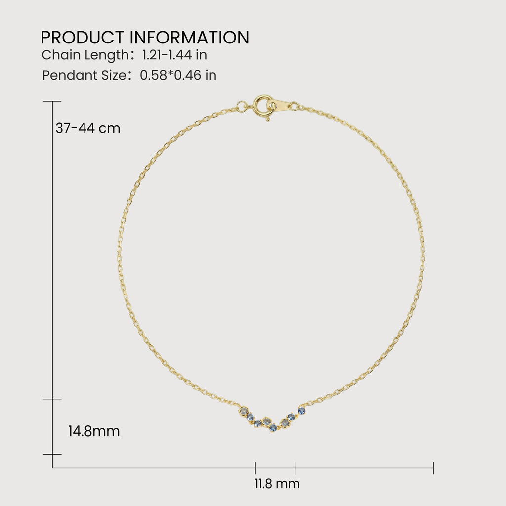 Elegante collar de oro con circonita azul