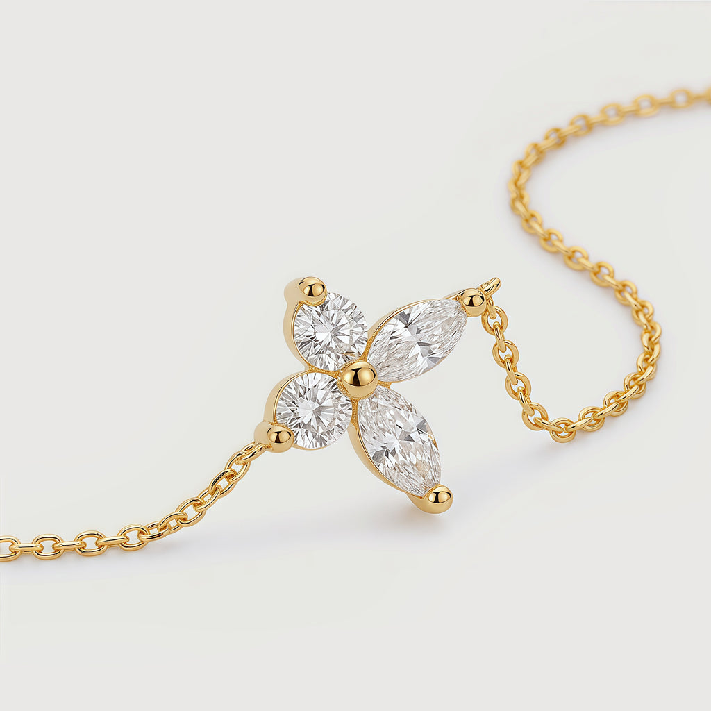 Pulsera de Zirconia de Cuatro Piedras Lujosa